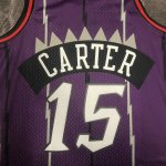 Maillot de Basket #15 Carter Raptors 1998-99 Vintage Violet Imprimé